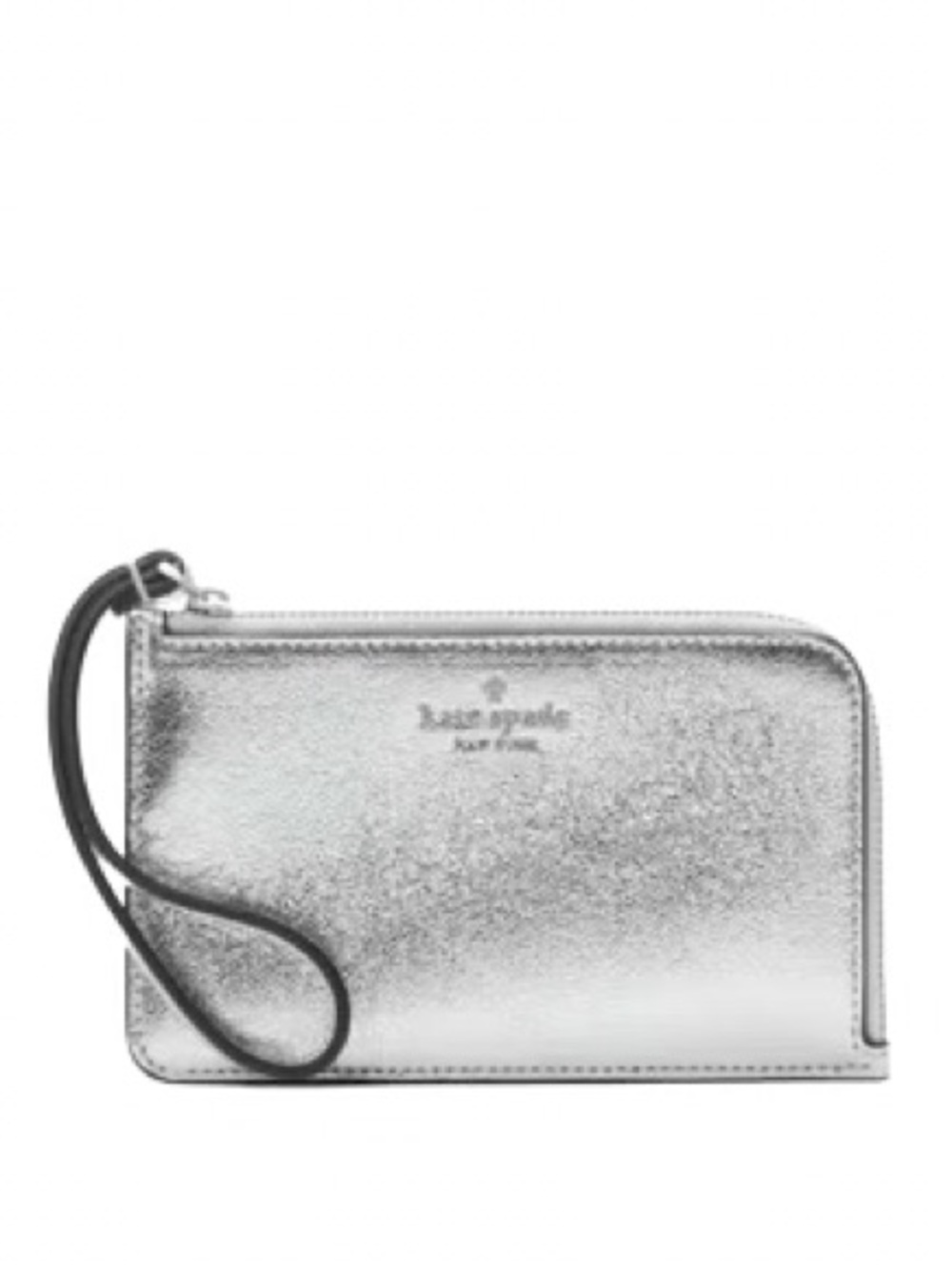 Kate Spade Lucy Metallic Small Wristlet Foil Silver Wallet Like New
